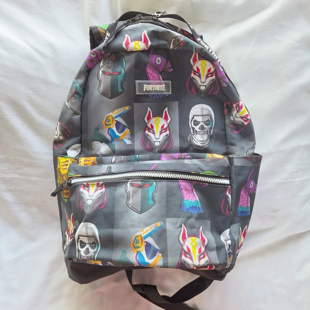 Fortnite Backpack Kids Black Gaming Character Print School Bag
